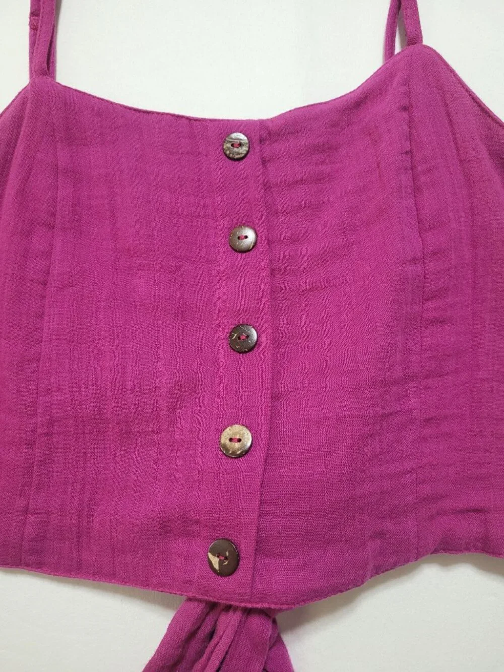 Lotus & Luna Cruisin Crop Top Viva Magenta Cotton Gauze Boho Top Large Coastal - Picture 4 of 9
